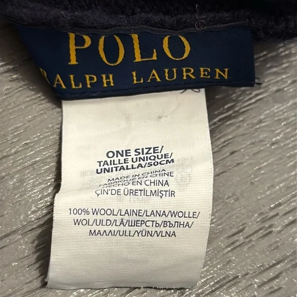 Rare Polo Ralph Lauren‎ RL67 American Flag Beanie 100% Wool Navy Heritage Hat